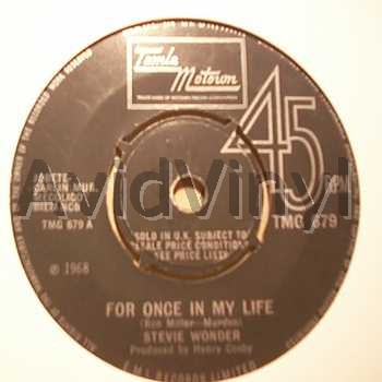 STEVIE WONDER - For Once In My Life / Angie Girl Record