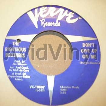 Righteous Brothers Don't+Give+Up+On+Me+/+Melancholy+Music+Man 45RPM