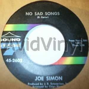 JOE SIMON - No Sad Songs / Come On And Get In Record
