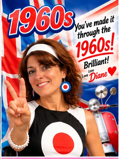 Diane celebrating the 1960s