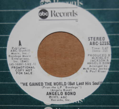 ANGELO BOND — HE GAINED THE WORLD / SAME record label scan