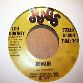 LOU COURTNEY — BEWARE / WHAT DO YOU WANT ME TO DO record label scan