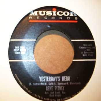 GENE PITNEY — YESTERDAY'S HERO / CORNFLOWER BLUE record label scan