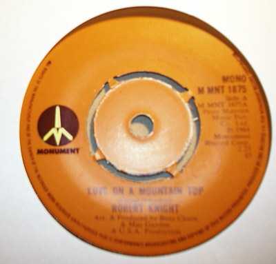 ROBERT KNIGHT — LOVE ON A MOUNTAIN TOP / POWER OF LOVE record label scan