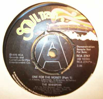 WHISPERS — ONE FOR THE MONEY / PT2 record label scan