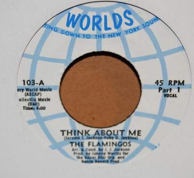 FLAMINGOS — THINK ABOUT ME / INSTRUMENTAL record label scan