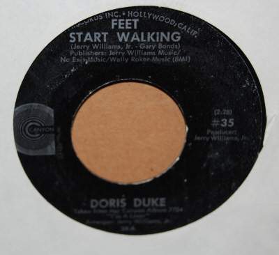 DORIS DUKE — FEET START WALKING / HOW WAS I TO KNOW YOU CARED record label scan