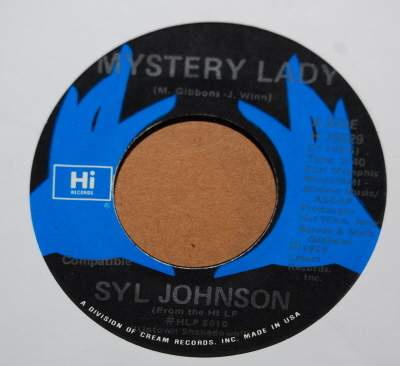 SYL JOHNSON — MYSTERY LADY / LET'S DANCE FOR LOVE record label scan