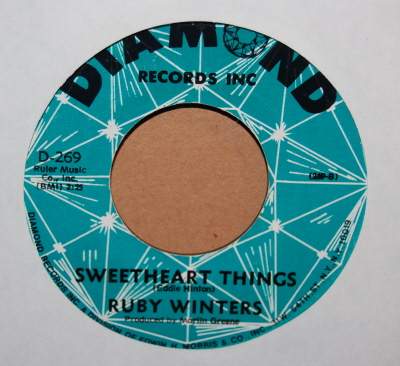RUBY WINTERS — SWEETHEART THINGS / GUESS WHO record label scan