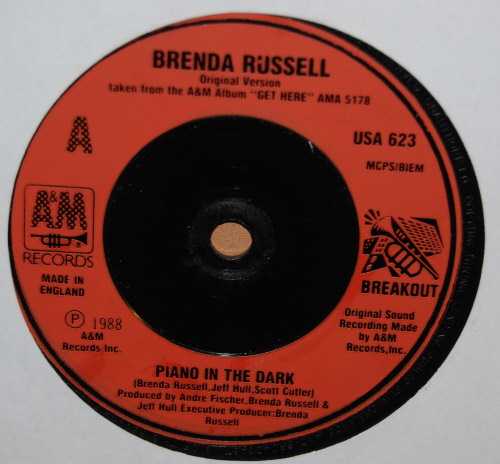 BRENDA RUSSELL — PIANO IN THE DARK / IN THE THICK OF IT record label scan