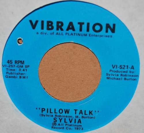 SYLVIA — PILLOW TALK / MY THING record label scan