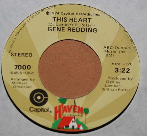 GENE REDDING THIS HEART / WHAT DO I DO ON SUNDAY MORNING