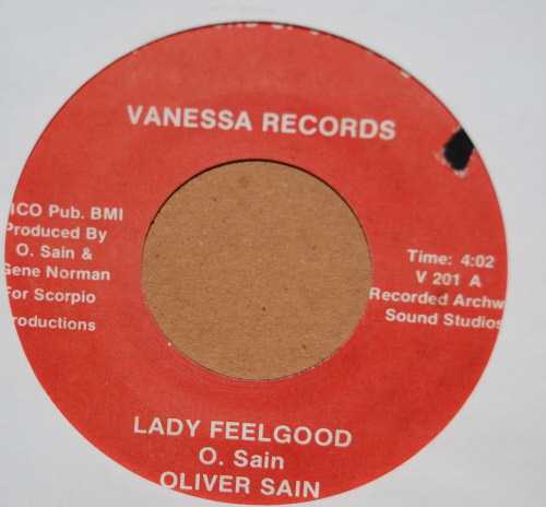 OLIVER SAIN — LADY FEELGOOD / CRUSIN' ON SUNSET record label scan