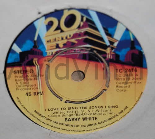BARRY WHITE — I LOVE TO SING THE SONGS I SING / OH ME OH MY record label scan