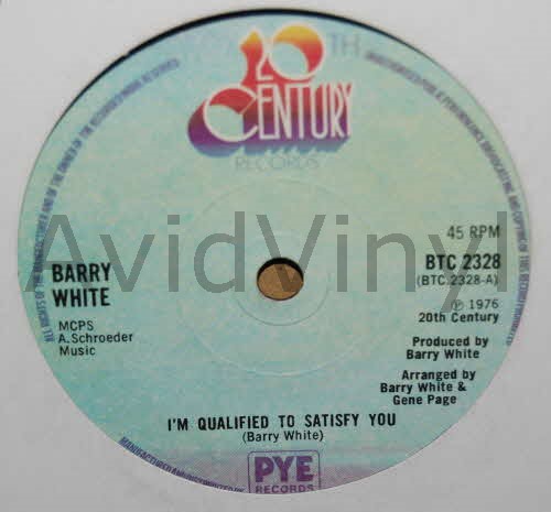 BARRY WHITE — I'M QUALIFIED TO SATISFY YOU / INSTRUMENTAL record label scan