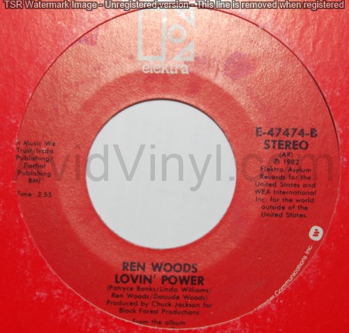REN WOODS — LOVIN POWER / GET IT RIGHT record label scan