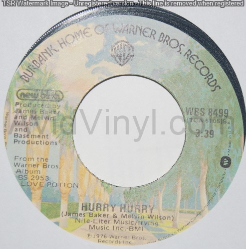 NEW BIRTH — HURRY HURRY / THE MIGHTY ARMY record label scan