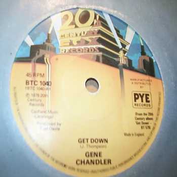 GENE CHANDLER — GET DOWN / GREATEST LOVE EVER KNOWN record label scan