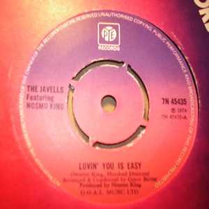 JAVELLS FEATURIING NOSMO KING — LOVIN' YOU IS EASY / ONLY THE BEGINNING record label scan