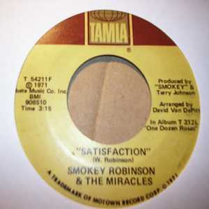 SMOKEY ROBINSON AND THE MIRACLES — SATISFACTION / FLOWER GIRL record label scan