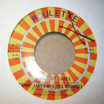 TOMMY JAMES AND THE SHONDELLS — SOMEBODY CARES / DO UNTO ME record label scan