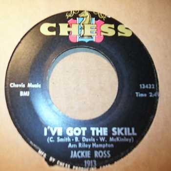 JACKIE ROSS — I'VE GOT THE SKILL / CHANGE YOUR WAYS record label scan