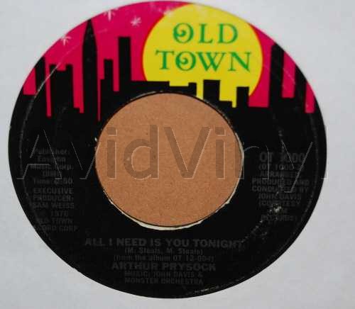 ARTHUR PRYSOCK — ALL I NEED IS YOU TONIGHT / WHEN LOVE IS NEW record label scan