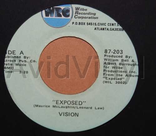 VISION — EXPOSED / CAN'T LET HER GO record label scan