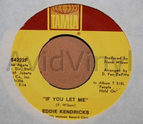 EDDIE KENDRICKS — IF YOU LET ME / JUST MEMORIES record label scan