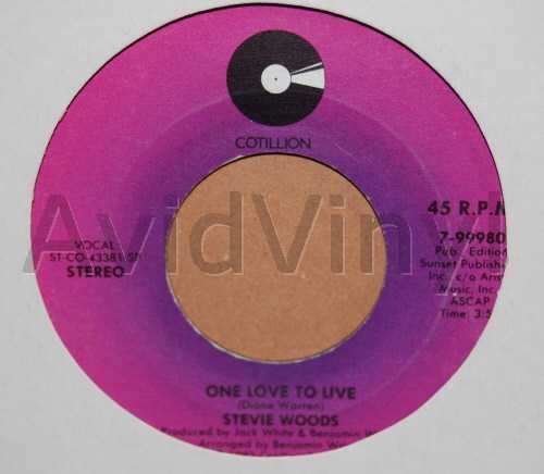 STEVIE WOODS ONE LOVE TO LIVE / WOMAN IN MY LIFE
