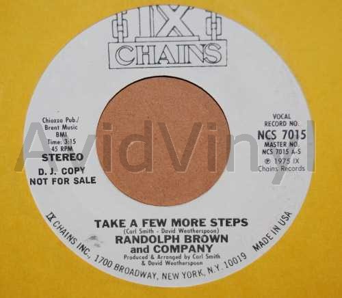 RANDOLPH BROWN AND COMPANY — TAKE A FEW MORE STEPS / SAME record label scan