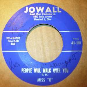 MISS D — PEOPLE WILL WALK OVER YOU / COME BACK LOVER record label scan