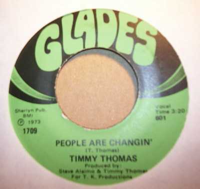 TIMMY THOMAS — PEOPLE ARE CHANGIN' / RAINBOW POWER record label scan