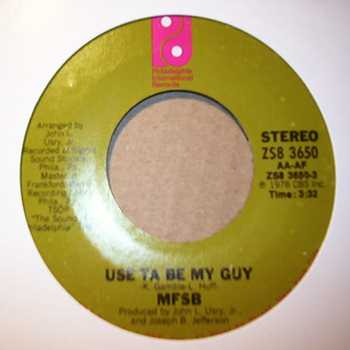 MFSB — USE TA BE MY GUY / REDWOOD BEACH record label scan