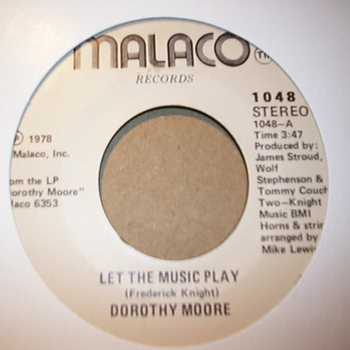 DOROTHY MOORE — LET THE MUSIC PLAY / 1 2 3 record label scan