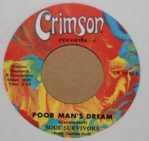 SOUL SURVIVORS — POOR MAN'S DREAM / IMPOSSIBLE MISSION record label scan