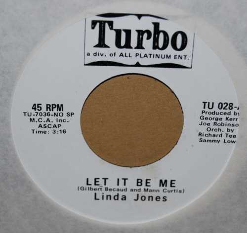 LINDA JONES — LET IT BE ME / SAME record label scan