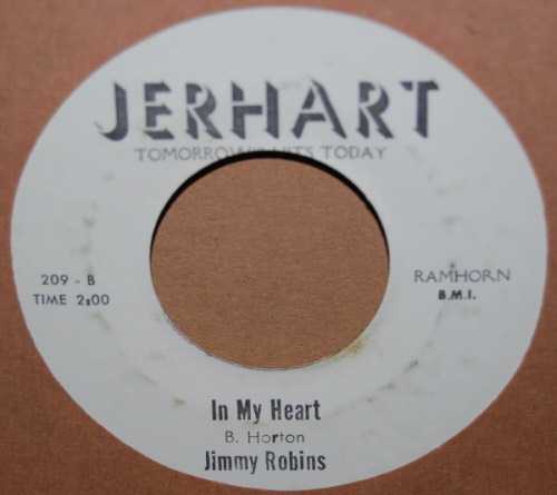 JIMMY ROBINS — IN MY HEART / THERE'S NO NEED TO CRY record label scan