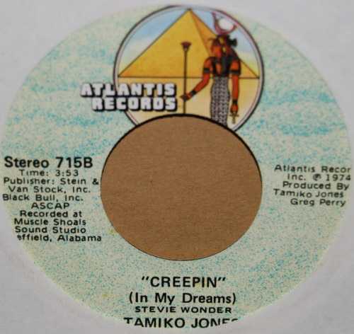 TAMIKO JONES — CREEPIN / TOUCH ME BABY record label scan