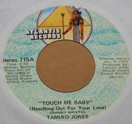 TAMIKO JONES — CREEPIN / TOUCH ME BABY record label scan