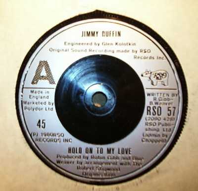 JIMMY RUFFIN — HOLD ON TO MY LOVE / INSTRUMENTAL record label scan