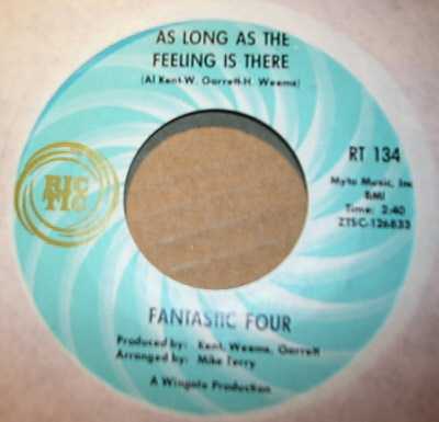 FANTASTIC FOUR — AS LONG AS THE FEELING IS THERE / GODDESS OF LOVE record label scan