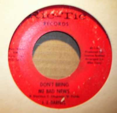 J.J. BARNES — DON'T BRING ME BAD NEWS / DAY TRIPPER record label scan