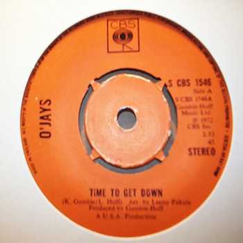 O'JAYS — TIME TO GET DOWN / SHIFTLESS SHADY JEALOUS KIND OF PEOPLE record label scan