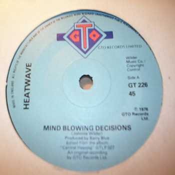 HEATWAVE — MIND BLOWING DECISIONS / I'LL BEAT YOUR BOOTY record label scan