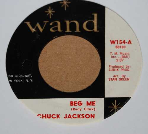 CHUCK JACKSON — BEG ME / FOR ALL TIME record label scan