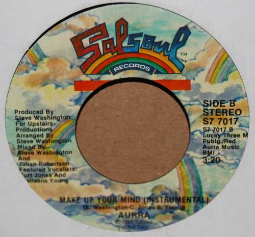 AURRA — MAKE UP YOUR MIND / INSTRUMENTAL record label scan