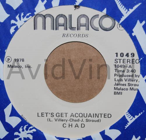 CHAD — LET'S GET ACQUAINTED / PLEASE GIVE YOUR LOVE TO ME record label scan
