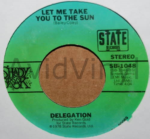 DELEGATION — LET ME TAKE YOU TO THE SUN / OH HONEY record label scan
