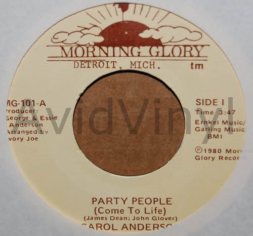 CAROL ANDERSON — PARTY PEOPLE / YOU'VE GOT IT COMING record label scan